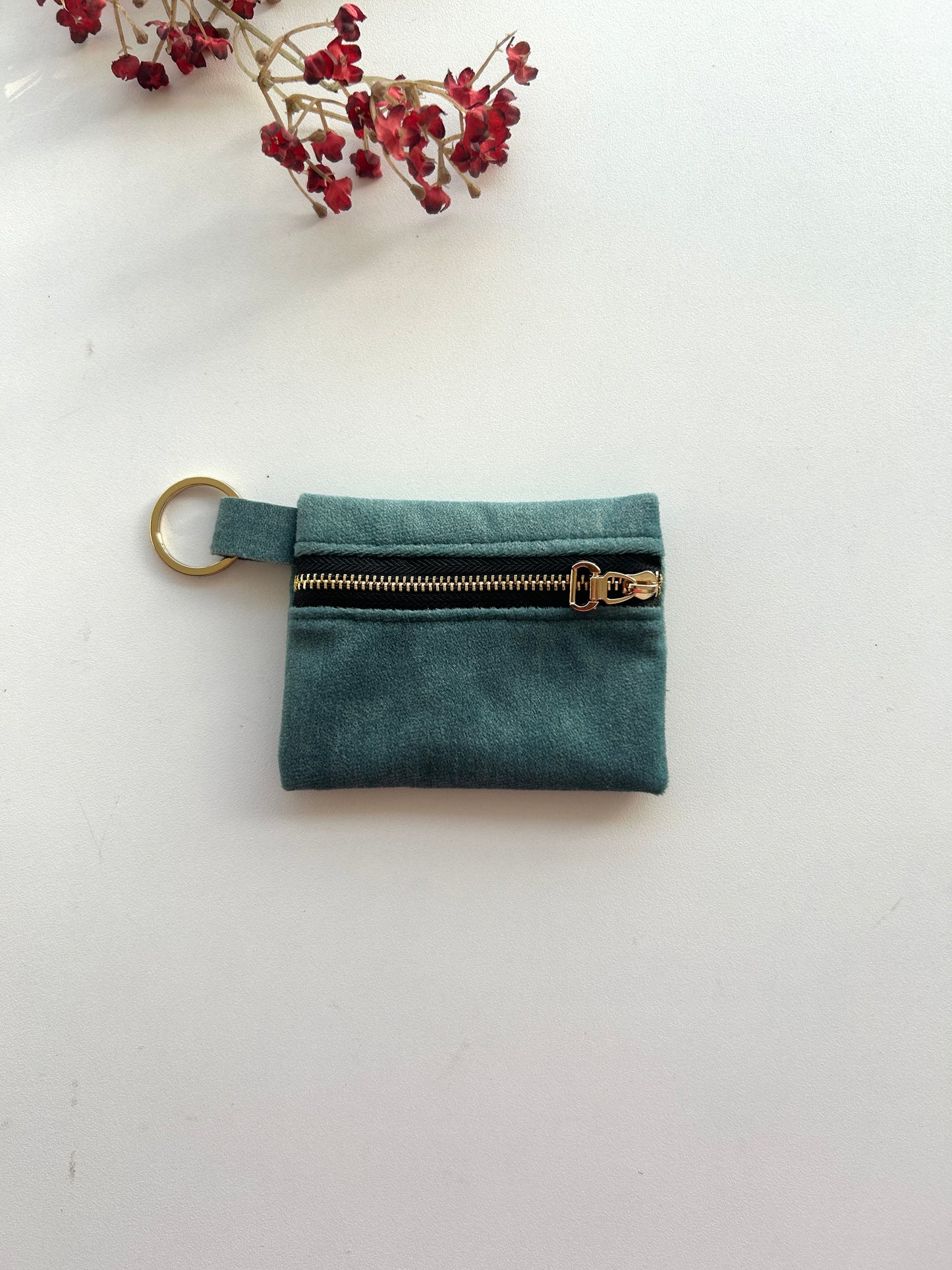 Smoky Teal Suede Keychain Pouch