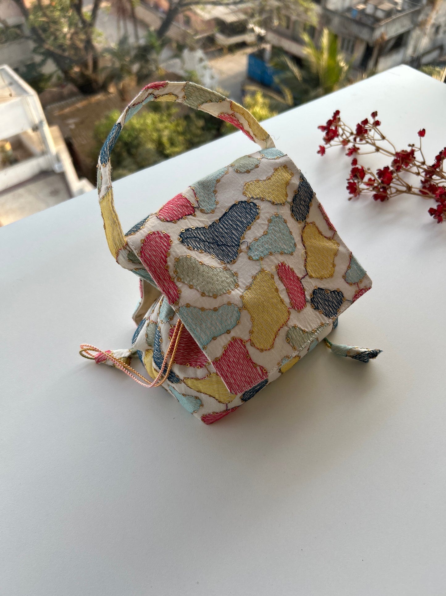 Pastel Threads (Embroidered) Mini Karrier Potli Bag / Pouch