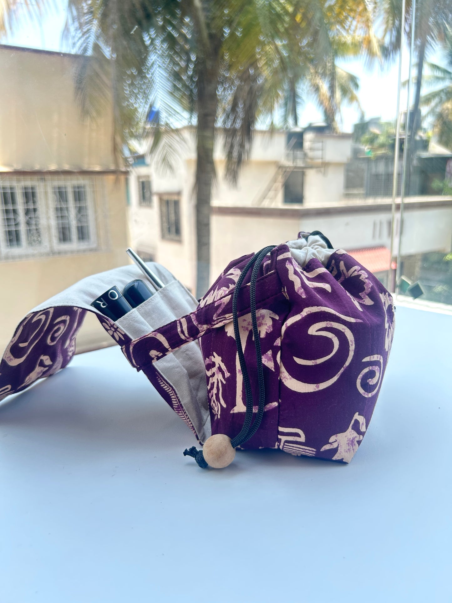 Purple Tropic Mini Karrier Makeup Pouch