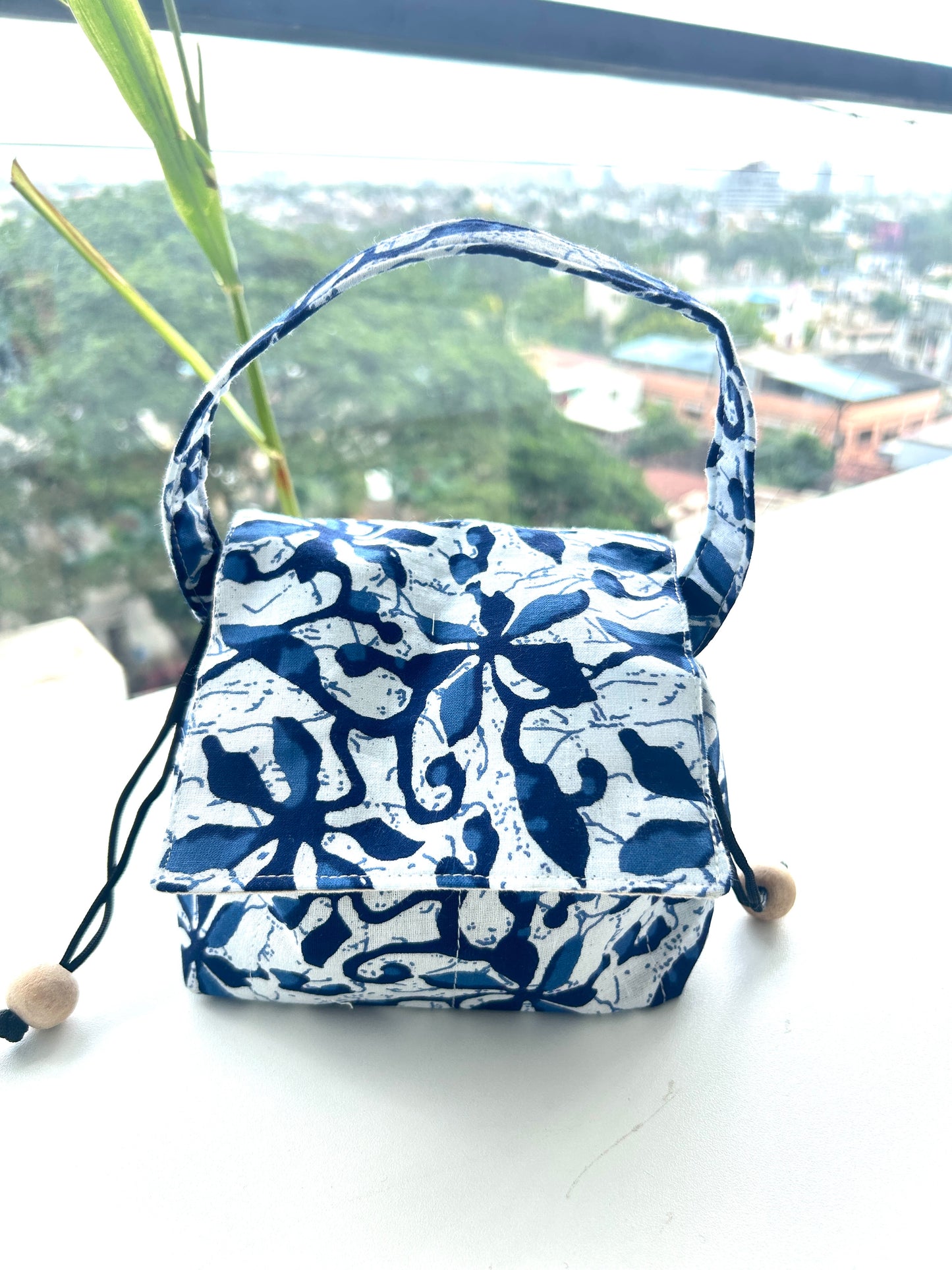 Indigo Leaf Mini Karrier Makeup Pouch