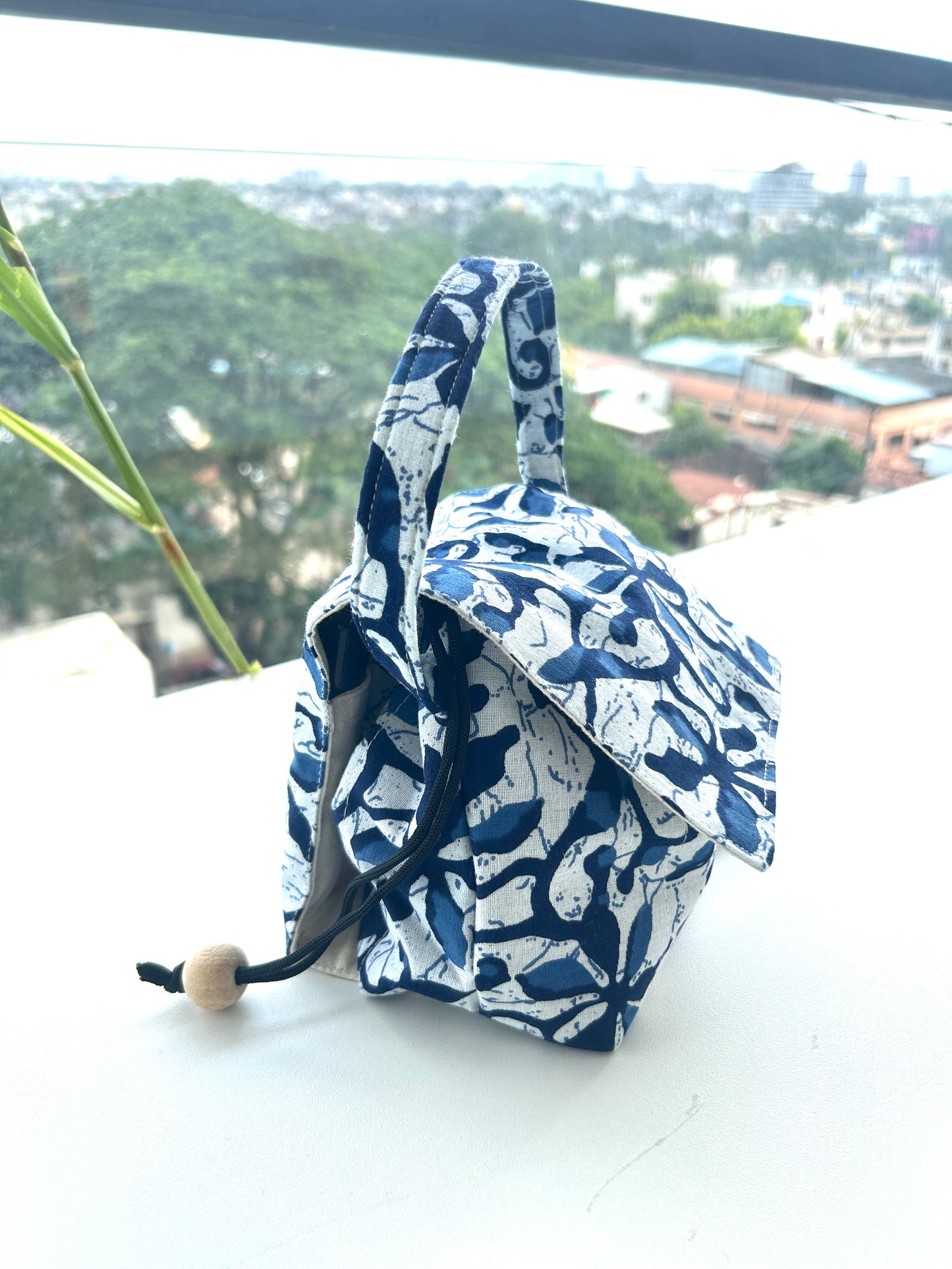 Indigo Leaf Mini Karrier Makeup Pouch