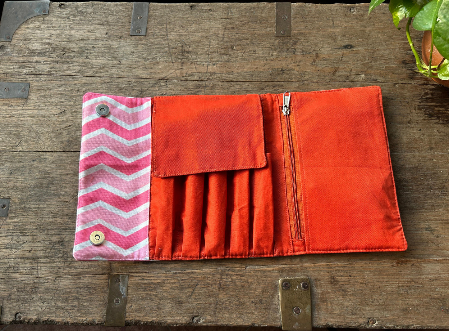 Makeup Brush Organizer Pouch Pink Stripes