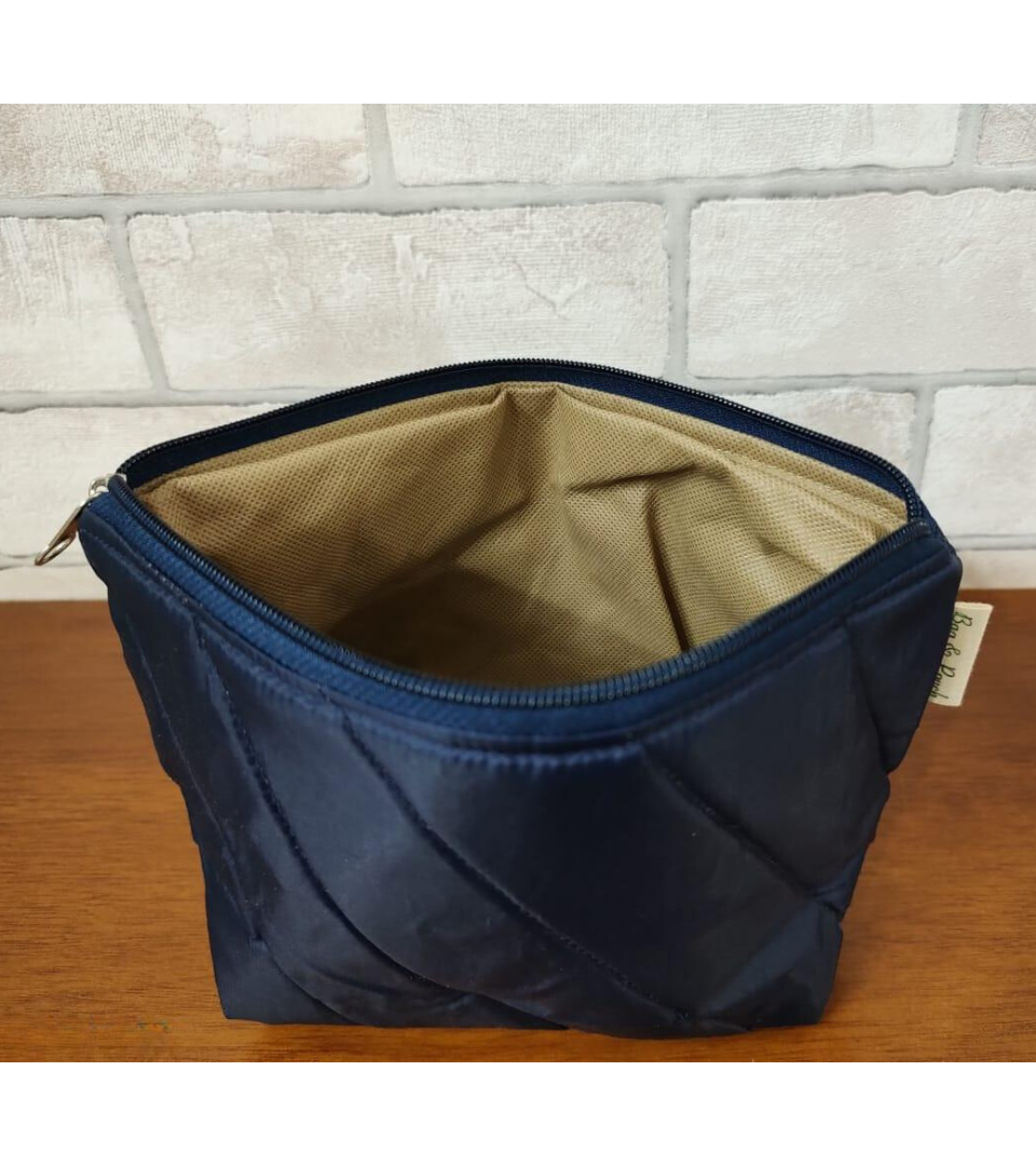 Women Solid Cosmetic Pouch / Travel makeup pouch / Travel organizer(Navy Blue)