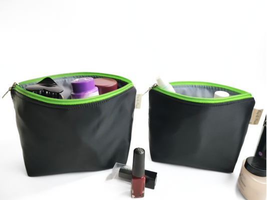 Cosmetic Pouch | Travel Pouch | Organizer Combo Black (Black and Green)