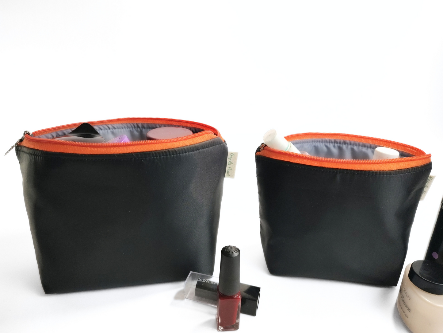 Cosmetic Pouch | Travel Pouch | Organizer Combo Black (Black and Orange)