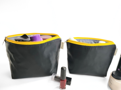 Cosmetic Pouch | Travel Pouch | Organizer Combo Black (Black and Yellow)