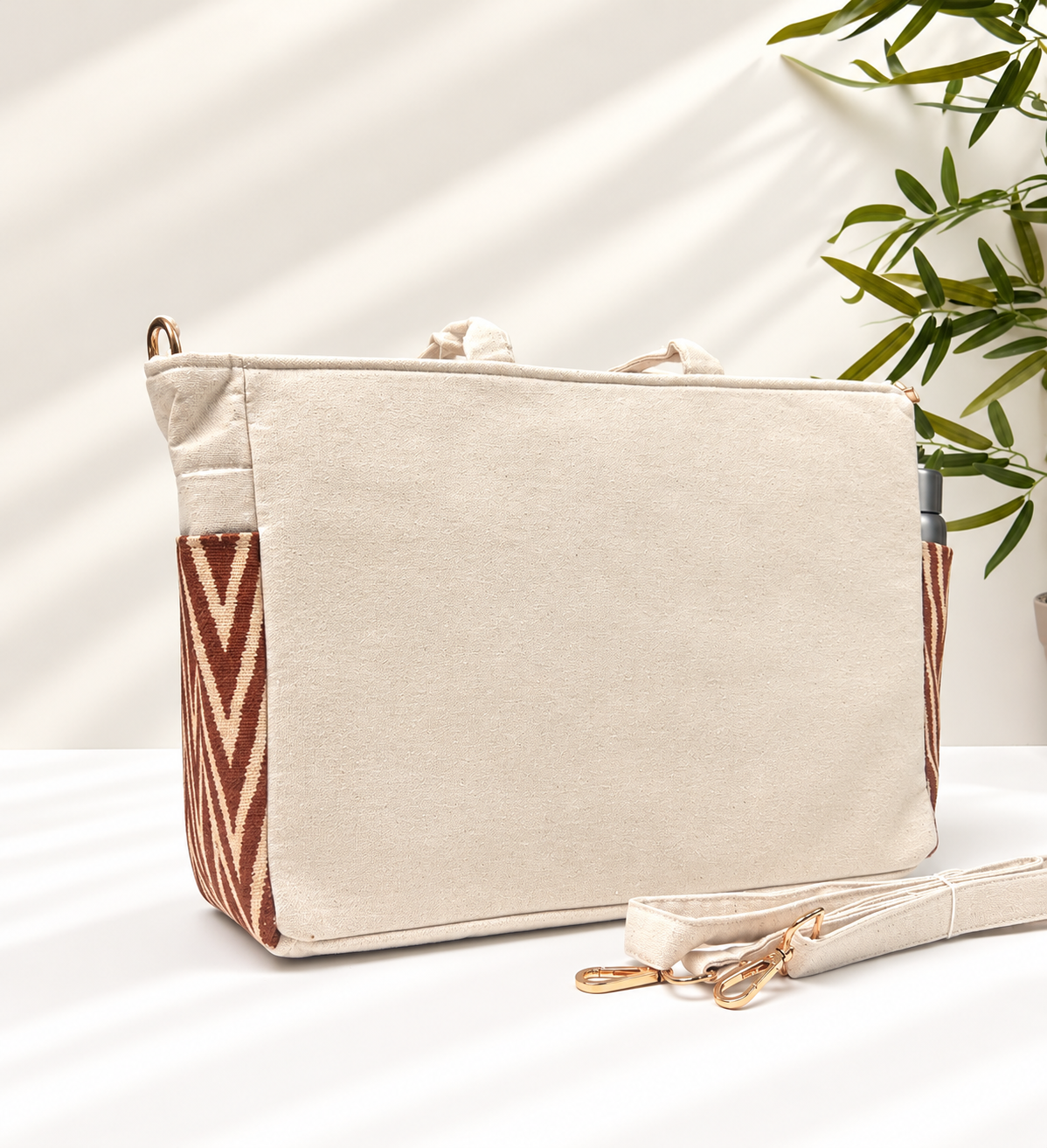 Work-to-Weekend Tote Bag – Laptop Tote for Women | White - Cocoa Chevron