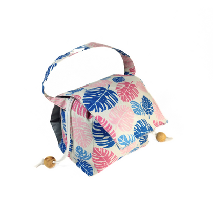 Blue & Pink Leaf Mini Karrier Makeup Pouch