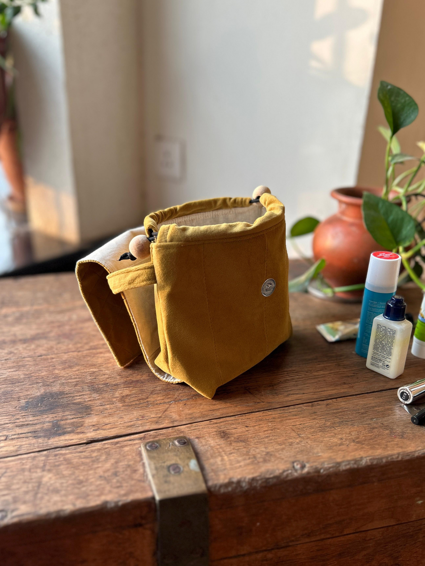 Mustard Yellow Mini Karrier Makeup Pouch