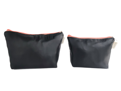 Cosmetic Pouch | Travel Pouch | Organizer Combo Black (Black and Salmon)