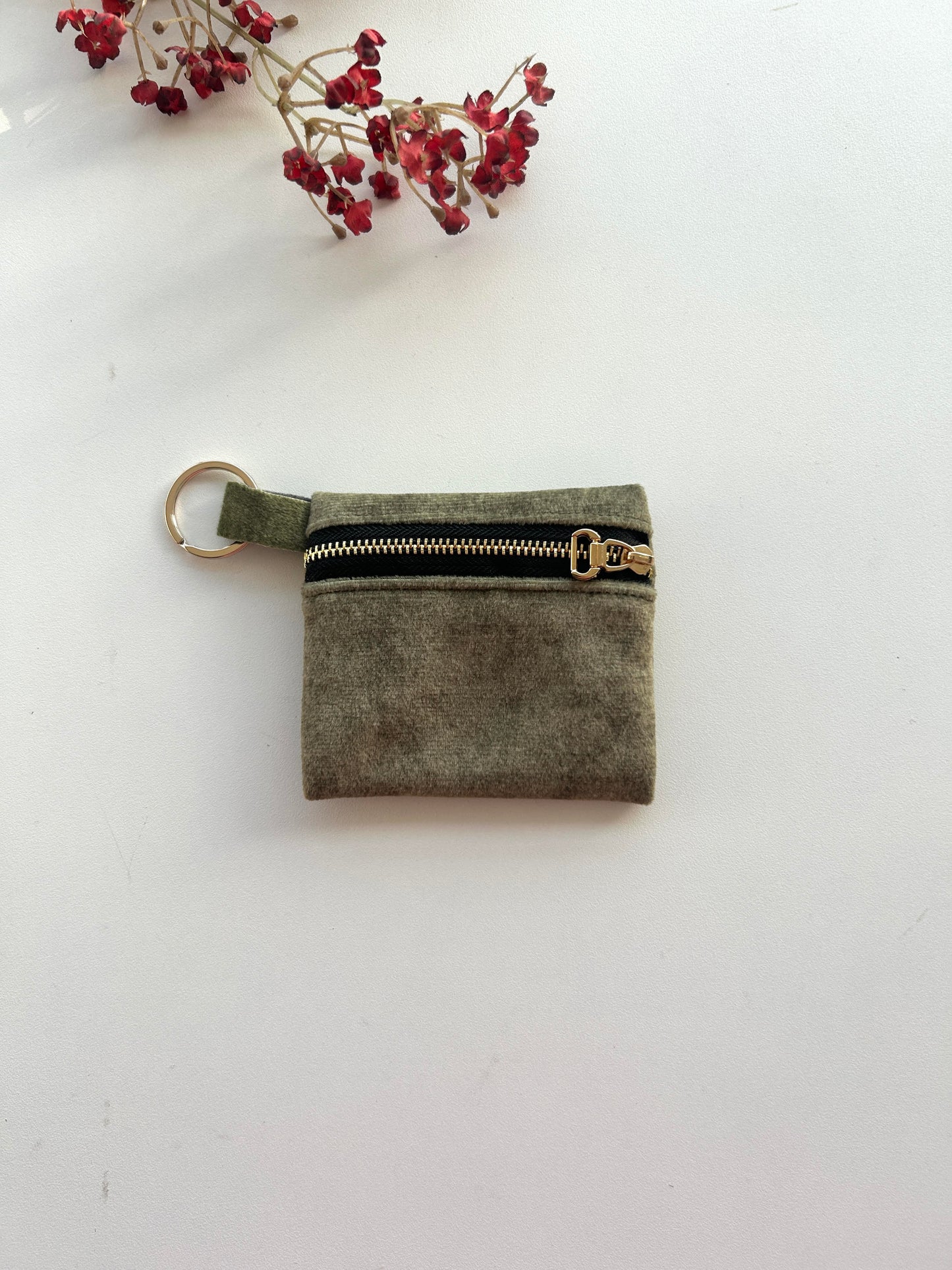 Dusty Olive Suede Keychain Pouch
