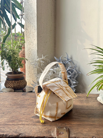 Threadwork Yellow Stich Mini Karrier Potli Bag / Pouch