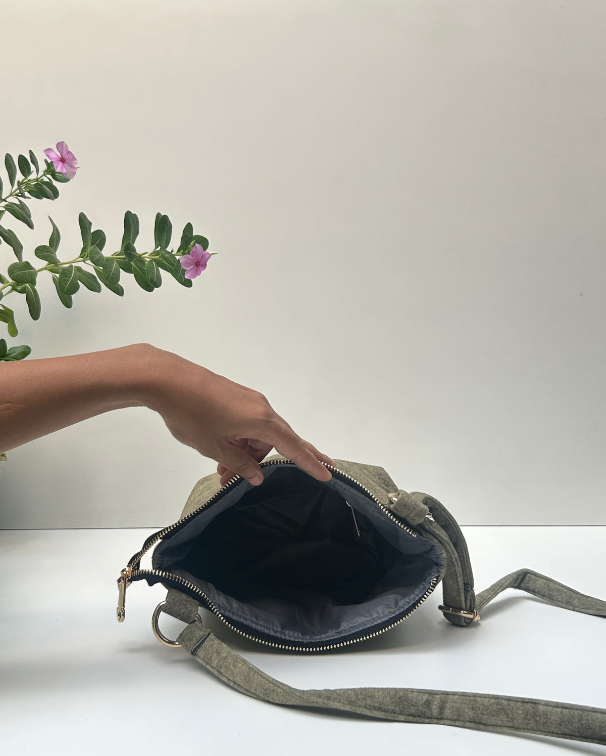 Combo Of Crossbody Sling + Duo Pocket Pouch + Keychain Pouch - Dusty Olive