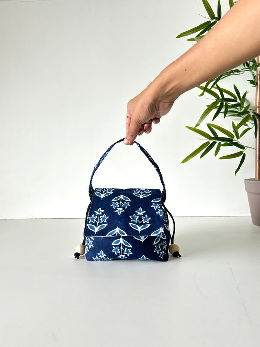 Indigo Leaf Mini Karrier Makeup Pouch