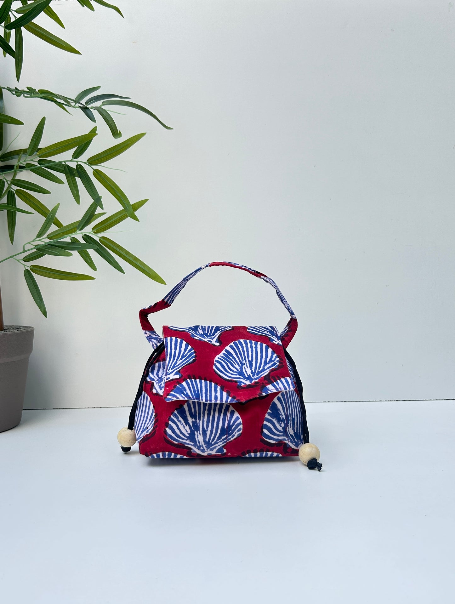 Crimson Shells Cotton Mini Karrier Makeup Pouch