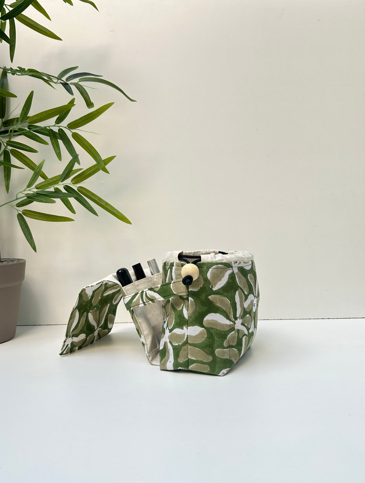 Olive Boom Cotton Mini Karrier Makeup Pouch