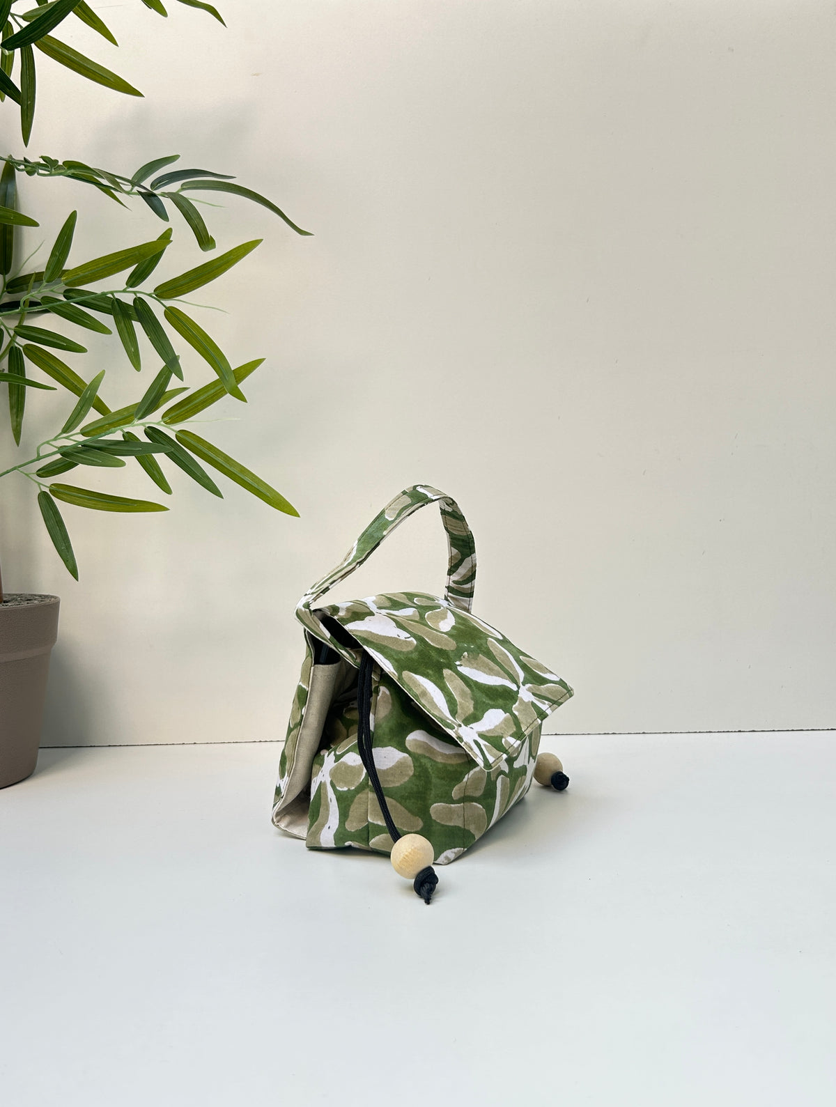 Olive Boom Cotton Mini Karrier Makeup Pouch
