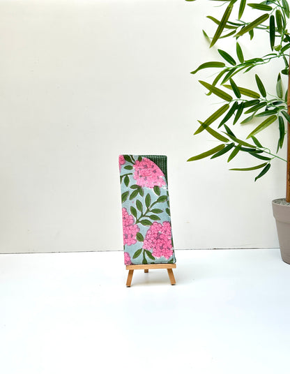 Combo of  Mini Karrier Makeup Pouch + Toiletory Pouch + Sunglass Cover - Pink Meadow | Handmade Cotton Pouches