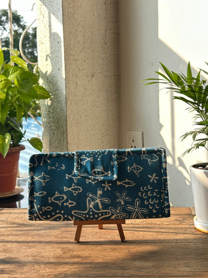 Combo of  Mini Karrier Makeup Pouch + Toiletory Pouch + Sunglass Cover + Dou  pocket Pouch - Sea Doodle | Handmade Cotton Pouches (Copy)
