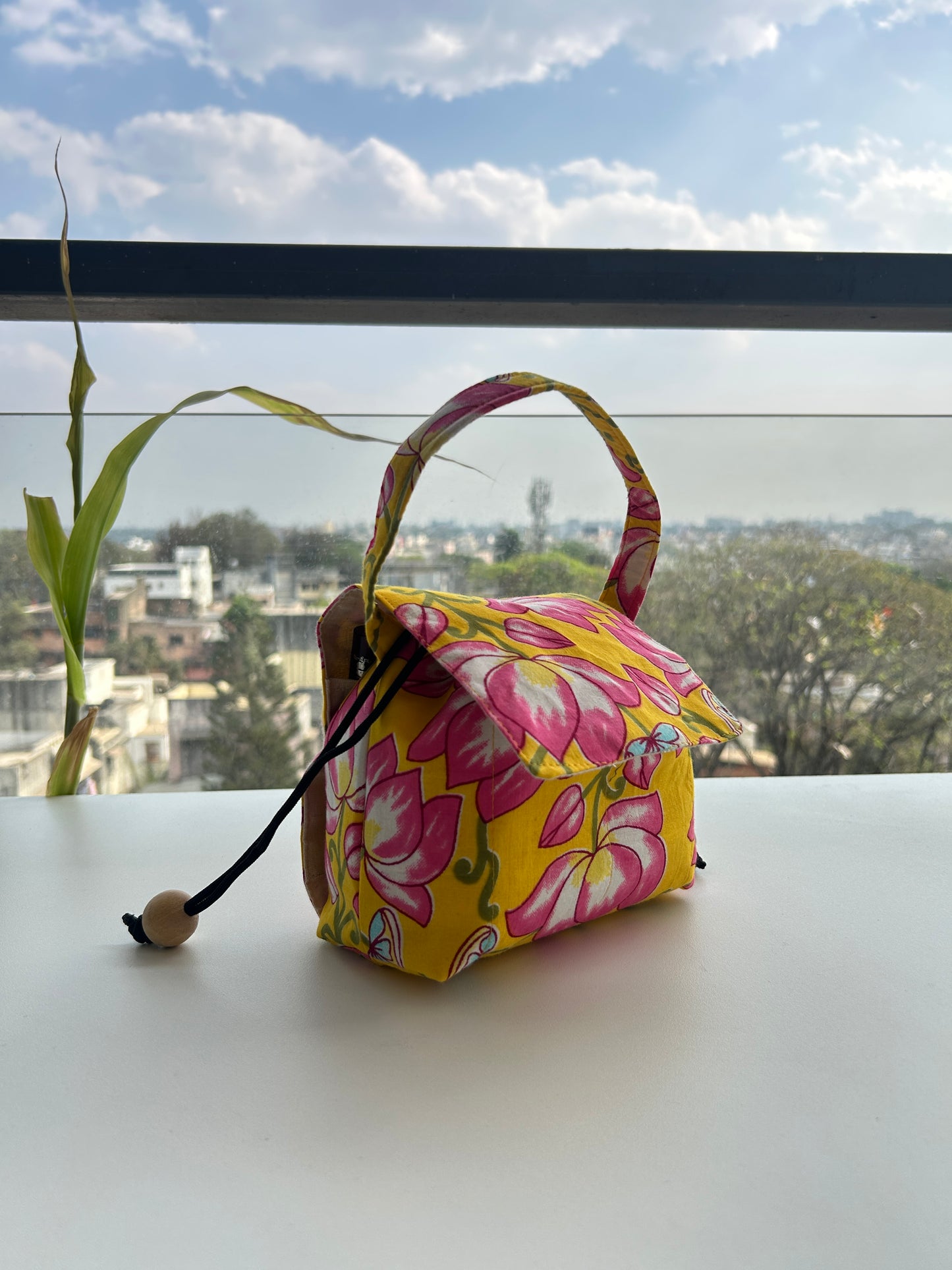 Sunshine Blossom Cotton Mini Karrier Makeup Pouch