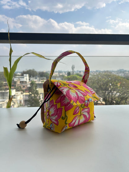 Sunshine Blossom Cotton Mini Karrier Makeup Pouch