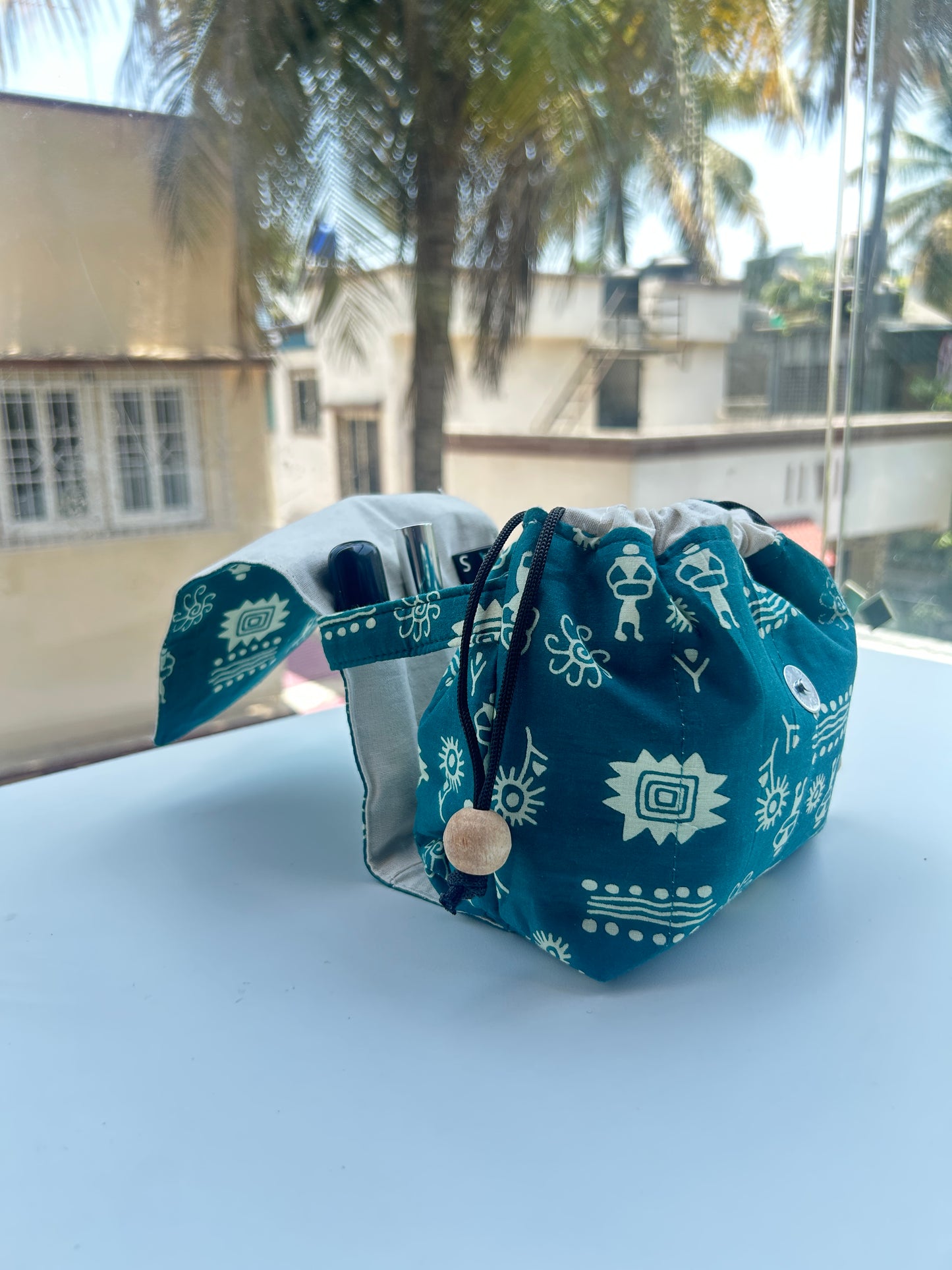Tribal Tide Cotton Mini Karrier Makeup Pouch