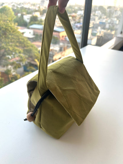 Olive Green Suede Mini Karrier Makeup Pouch