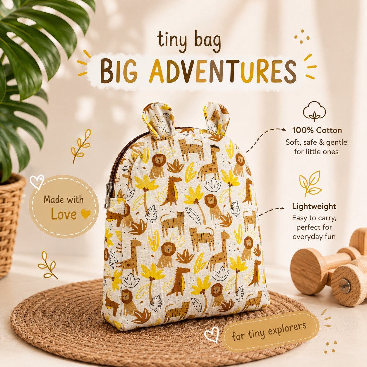 Sunny Wilds Safari Toddler Backpack | Kids School & Daycare Bag