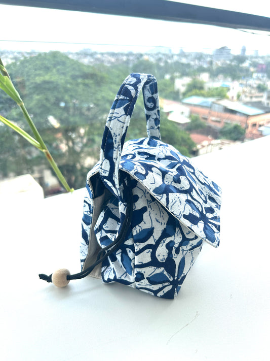 Indigo Leaf Mini Karrier Makeup Pouch