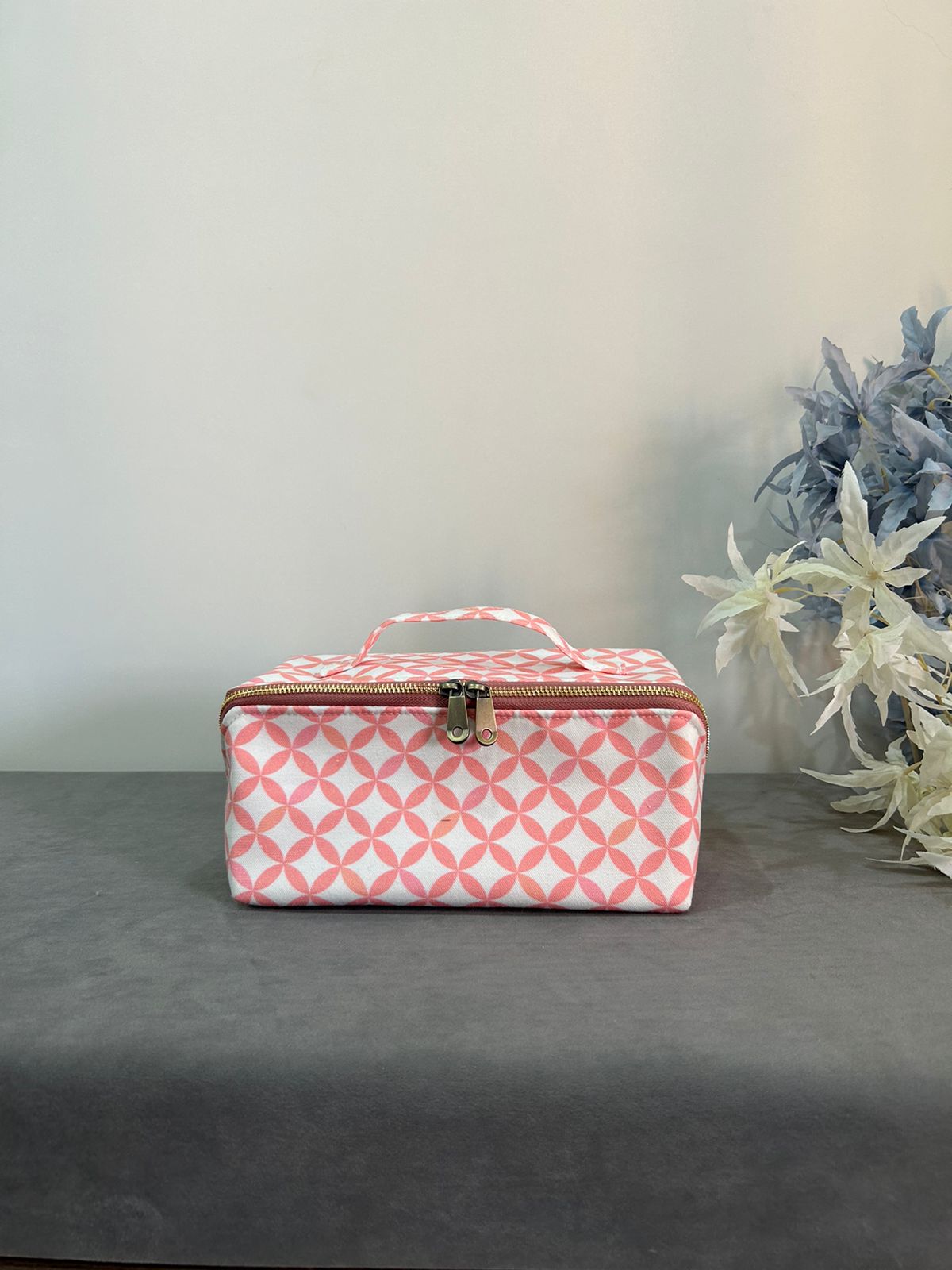 Vanity Box / Makeup Organizer Abstract Salmon