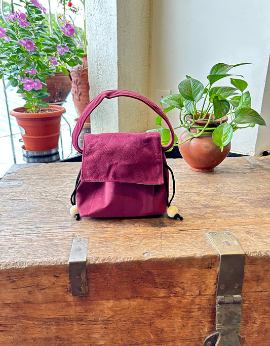 Burgundy Suede Mini Karrier Makeup Pouch