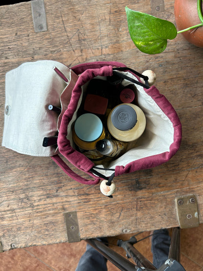 Burgundy Suede Mini Karrier Makeup Pouch