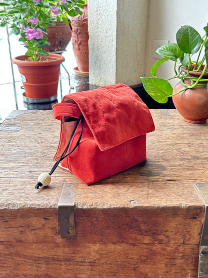 Coral Suede Mini Karrier Makeup Pouch