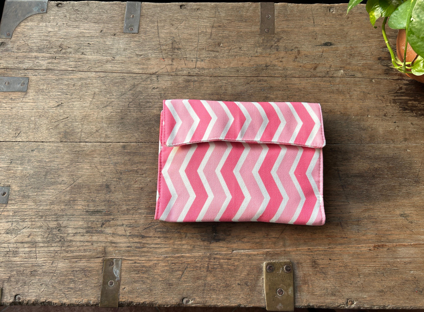 Makeup Brush Organizer Pouch Pink Stripes