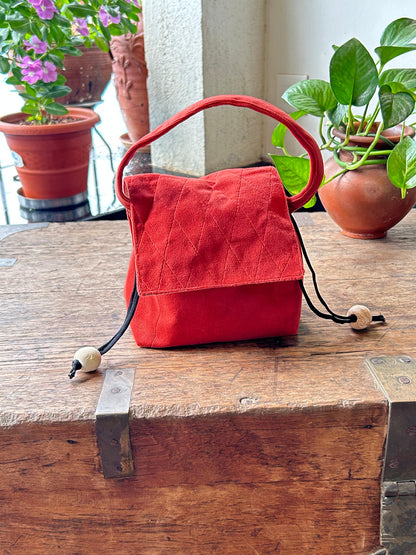 Coral Suede Mini Karrier Makeup Pouch