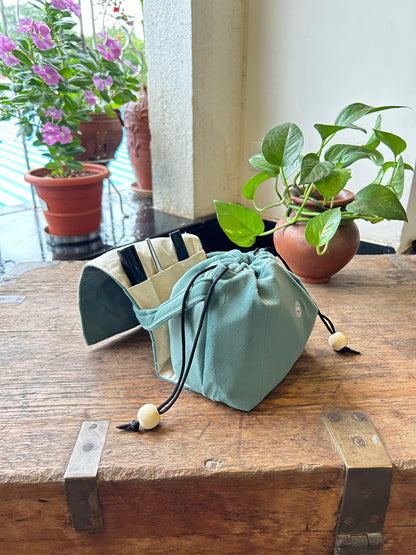 Teal Suede Mini Karrier Makeup Pouch