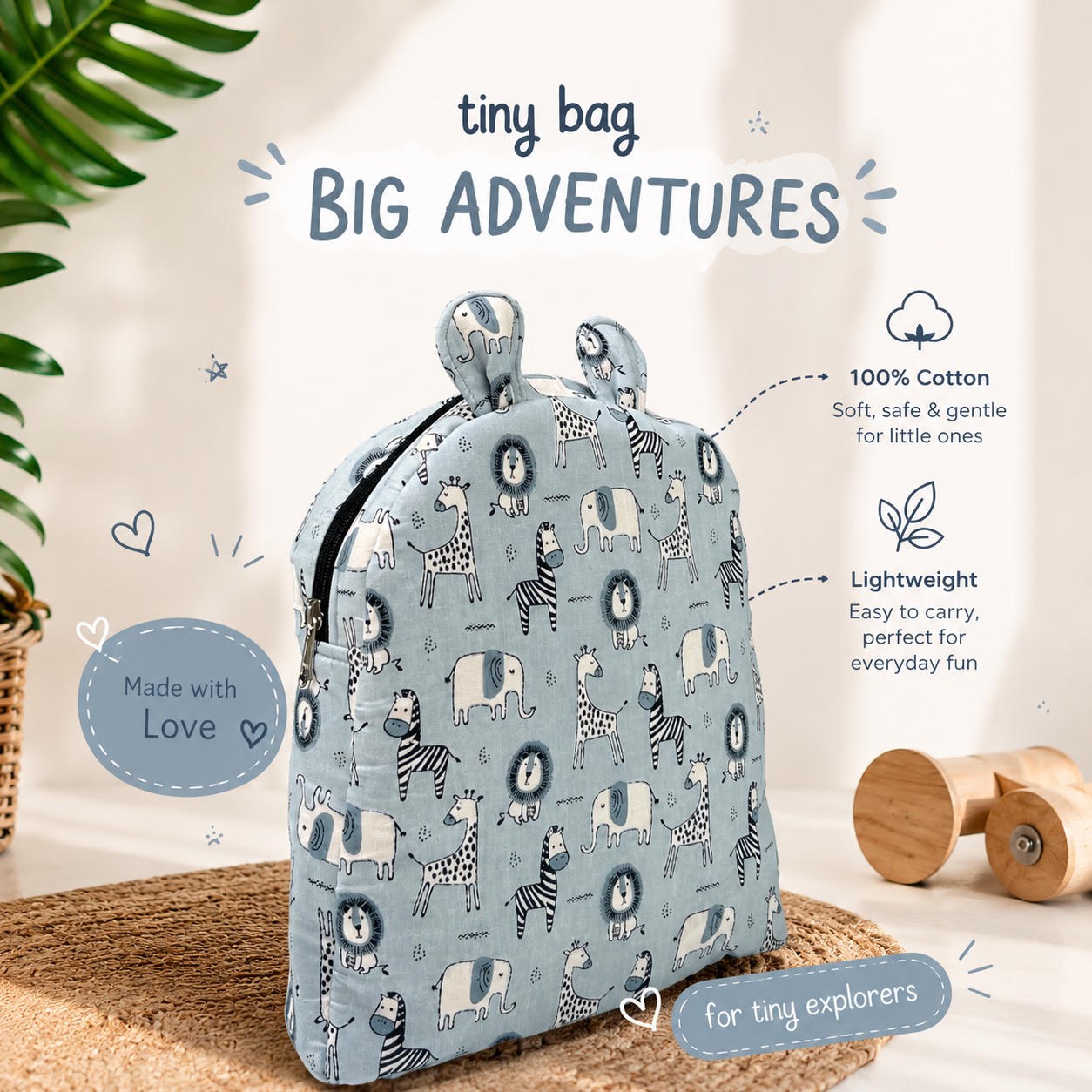 Little Wild Toddler Backpack | Kids School & Daycare Bag