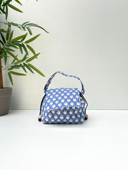 Blue Meadow Cotton Mini Karrier Makeup Pouch