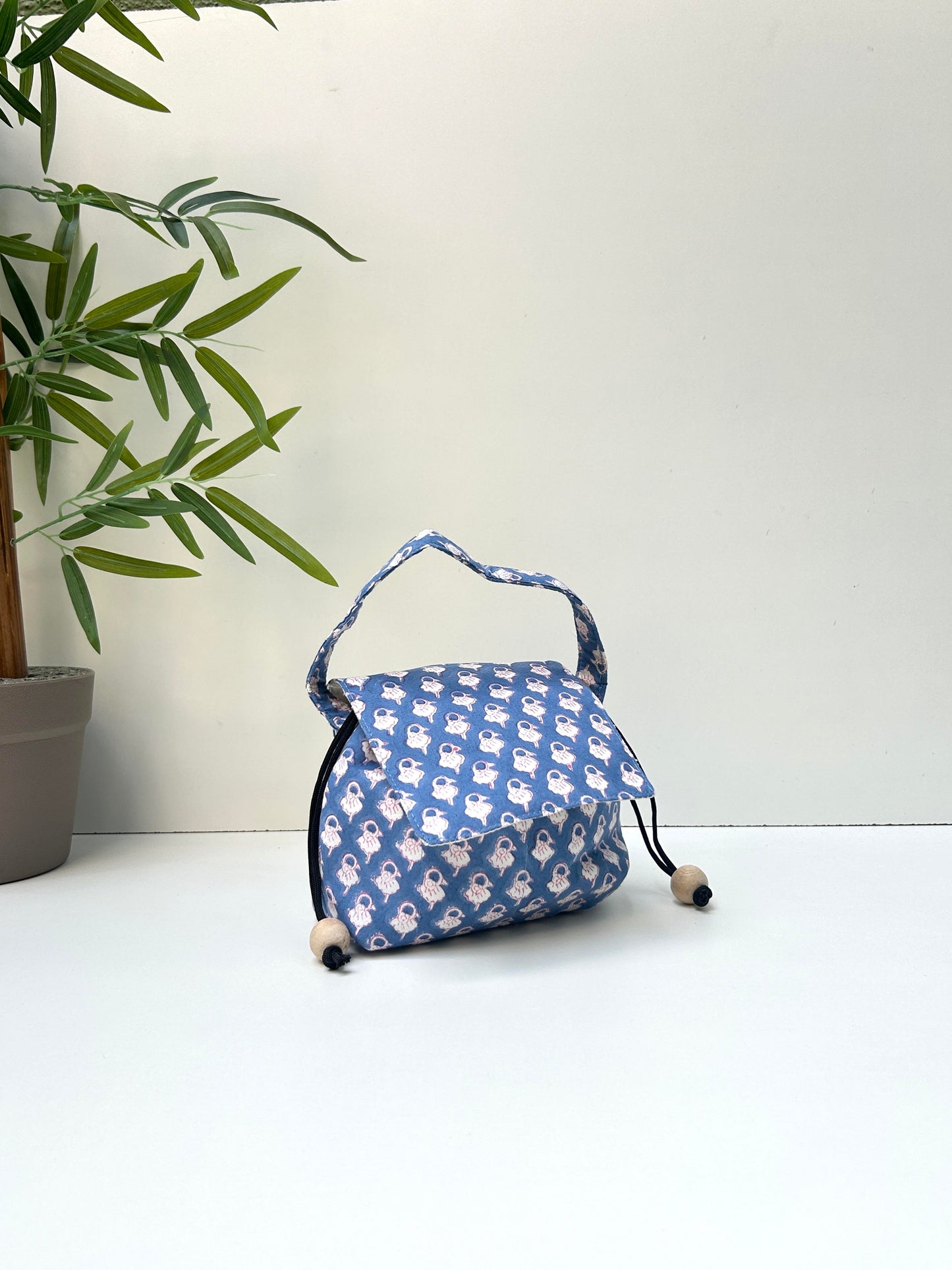 Blue Meadow Cotton Mini Karrier Makeup Pouch