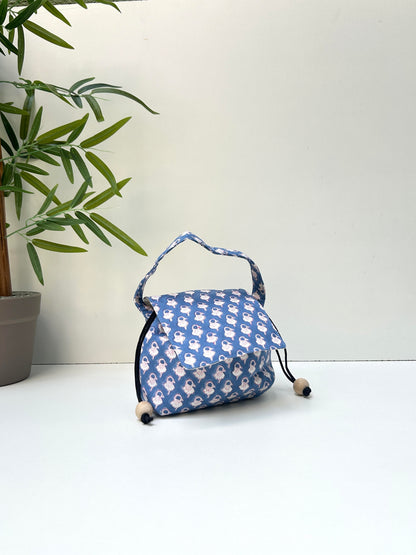 Blue Meadow Cotton Mini Karrier Makeup Pouch