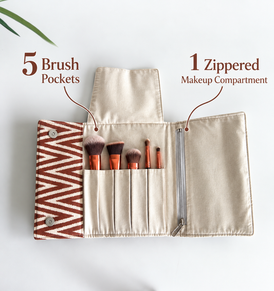 Cocoa Chevron Makeup Brush Organizer | Brush Holder