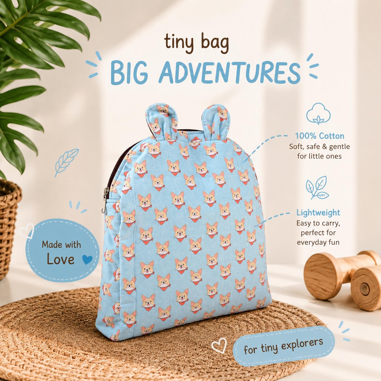 Cheerful Puppy Toddler Backpack | Kids School & Daycare Bag