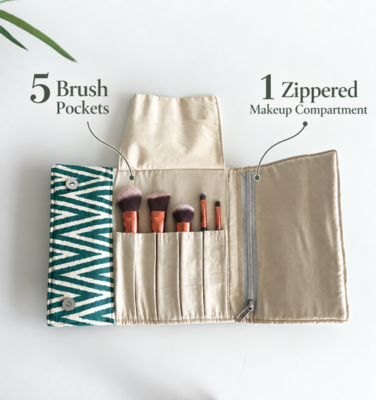 Emerald Weave Makeup Brush Organizer | Brush Holder