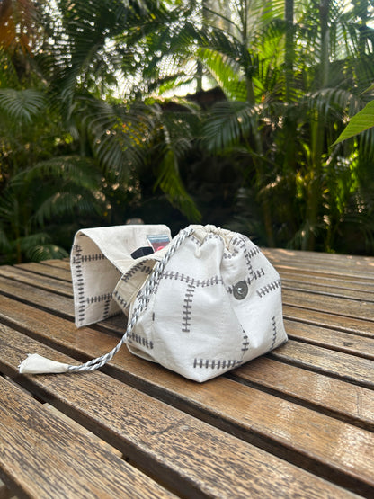 Threadwork Grey Stich Mini Karrier Potli Bag / Pouch