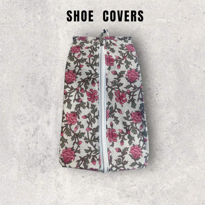 Cotton Shoe Cover / Footwear Bag - Pink Petal